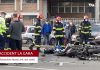 Accident grav la gară, o motocicletă făcută zob, doi răniți