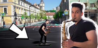 Cu skateboard-ul și saxofonul pe străzile din Cluj-Napoca